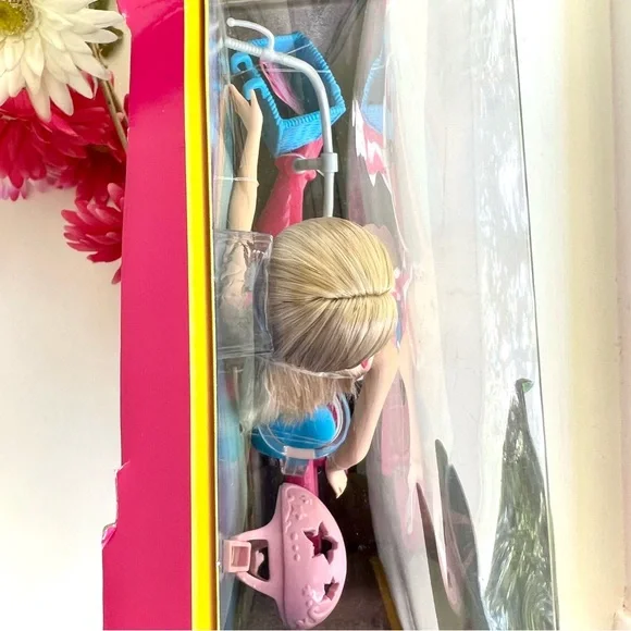 NEW Barbie Glam Bike Pink Helmet Blue Basket Jointed Doll Kids Toy Bicycle Set - Picture 9 of 13